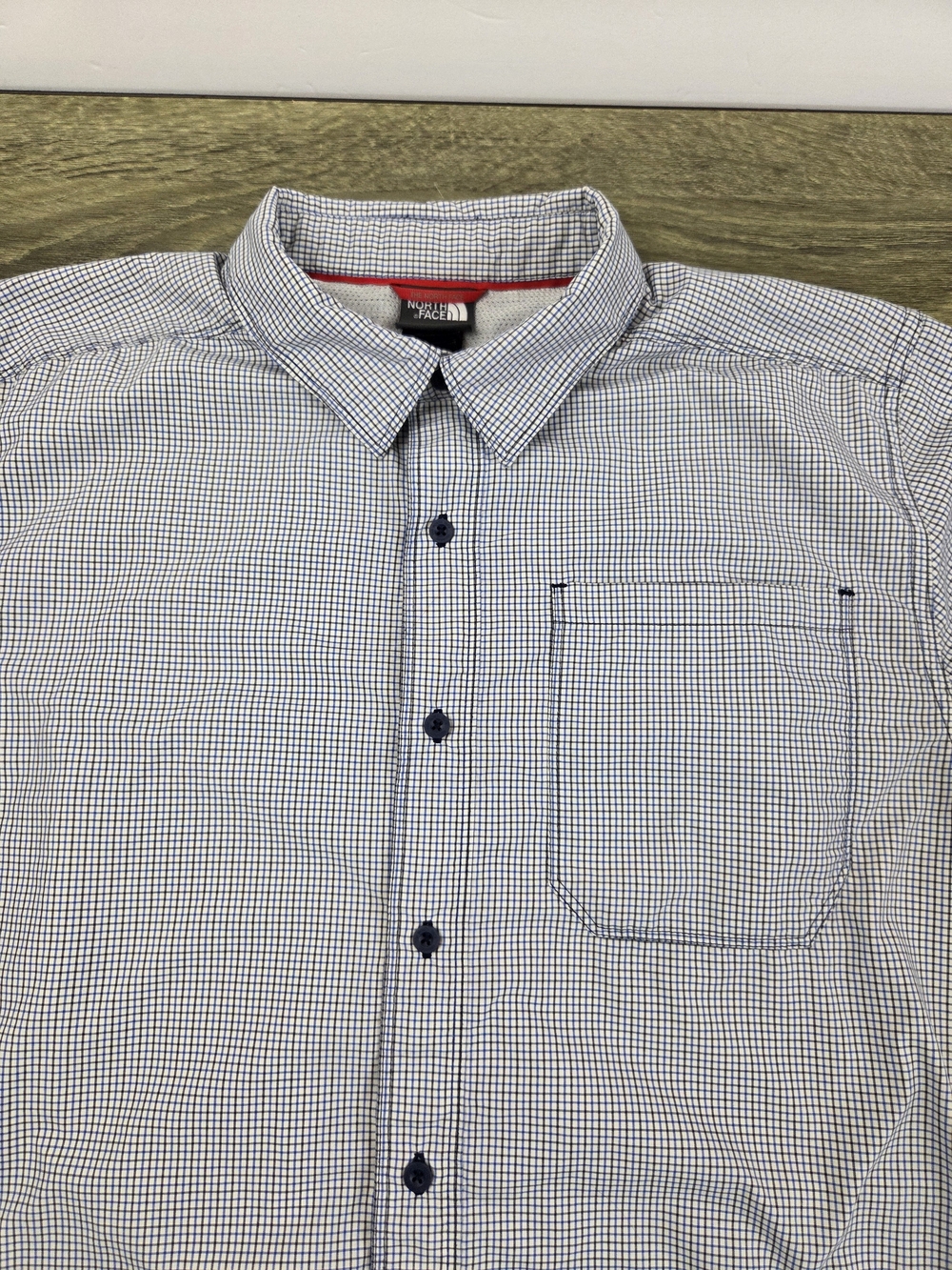The North Face Button Front Shirt Men's Large Blue Short Sleeve Outdoors Nylon